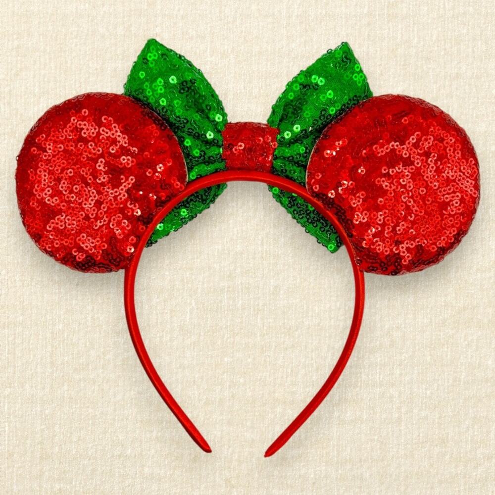 Candy Cane Minnie Ears | Disney-Inspired Christmas Mouse Ears - Picture 4 of 4